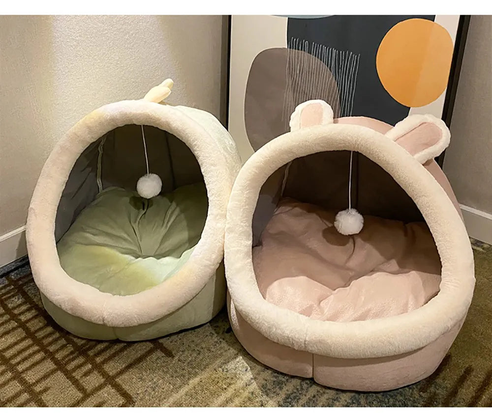 Cama de gato sono profunda Cesta de estimação quente Cozy Cat House Almofada d