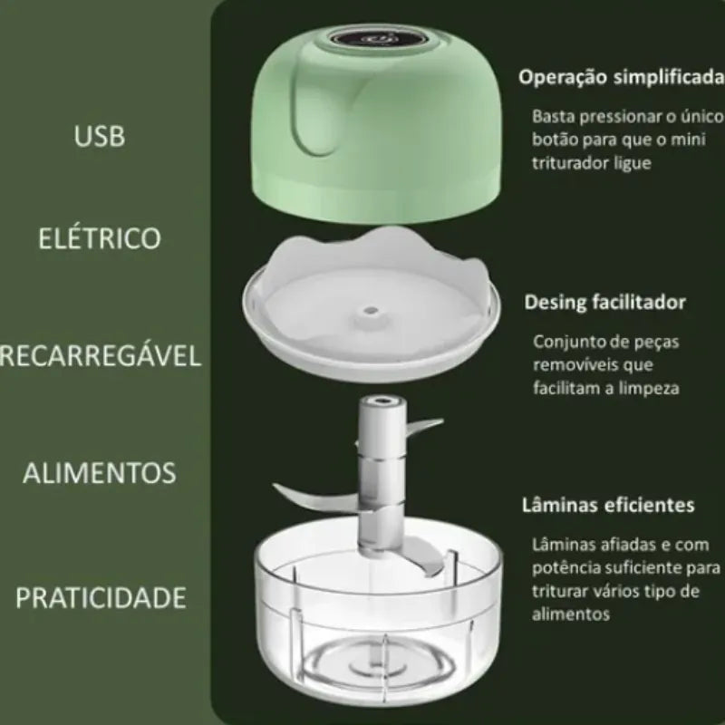 Mini Processador Elétrico de Alimentos Portáti