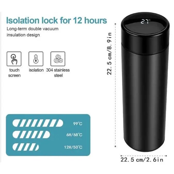 Garrafa Térmica Inox com Termômetro Digital