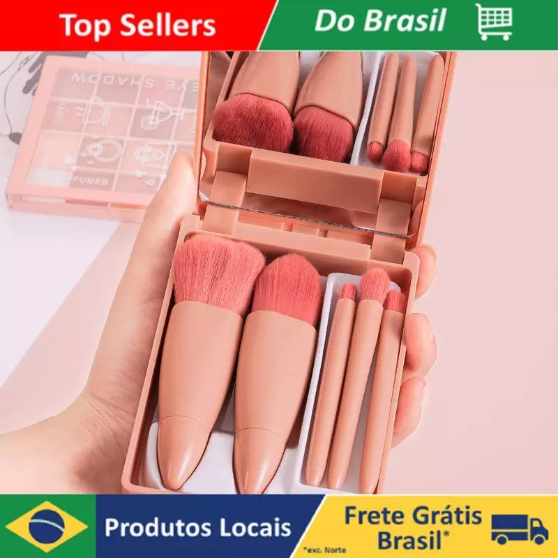 Mini Kit De Maquiagem Portátil Com 5 Pincéis De Maquiagem