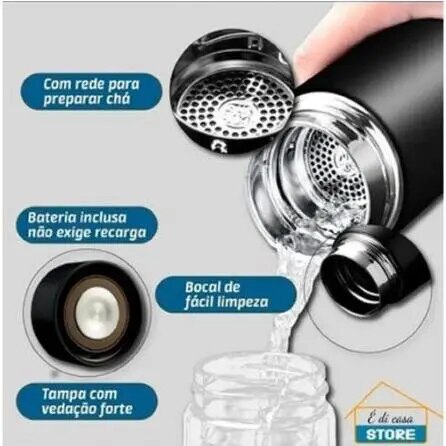 Garrafa Térmica Inox com Termômetro Digital