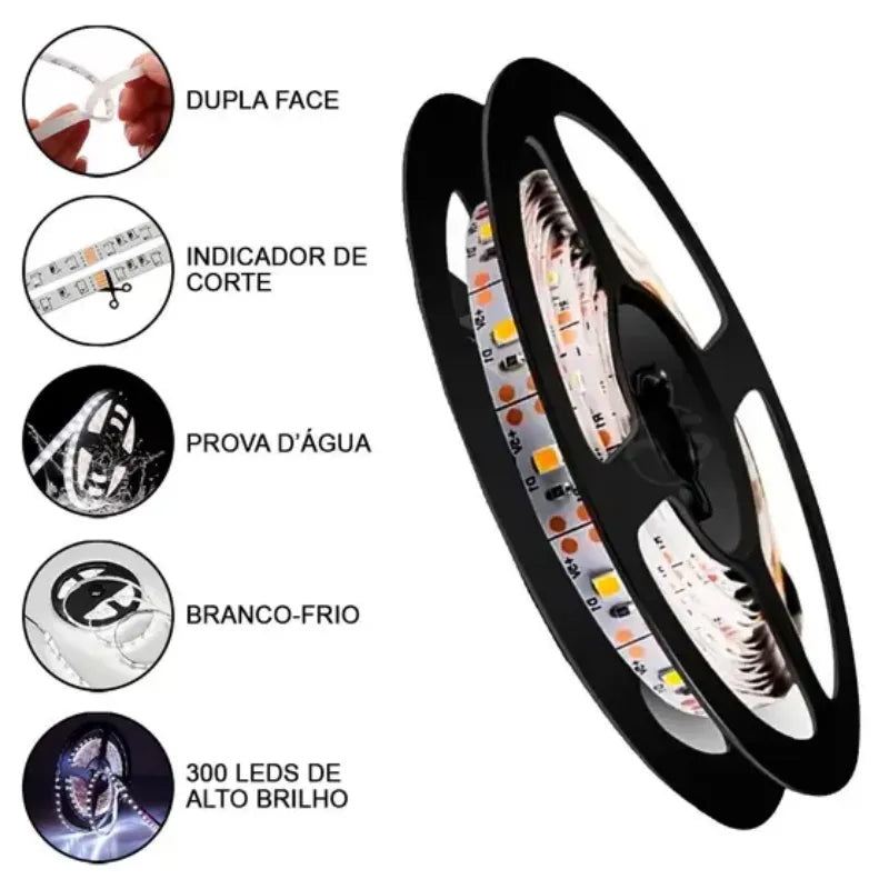 Fita de Led Dupla Face Rolo de 5m