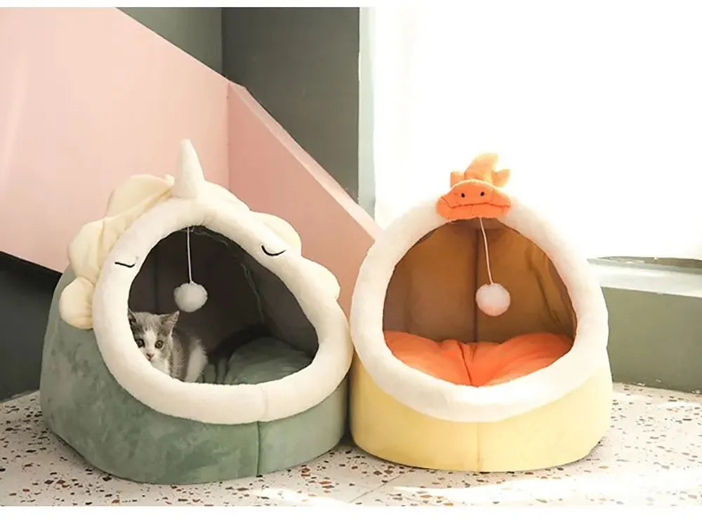 Cama de gato sono profunda Cesta de estimação quente Cozy Cat House Almofada d