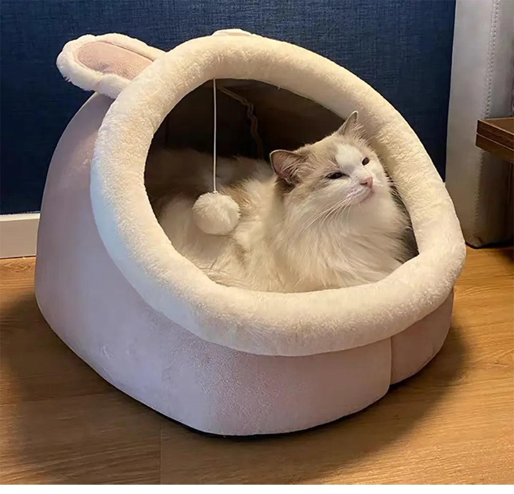 Cama de gato sono profunda Cesta de estimação quente Cozy Cat House Almofada d
