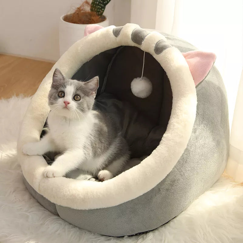 Cama de gato sono profunda Cesta de estimação quente Cozy Cat House Almofada d