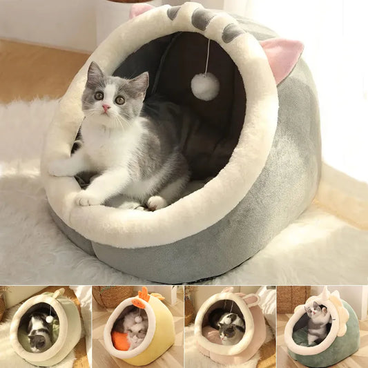 Cama de gato sono profunda Cesta de estimação quente Cozy Cat House Almofada d