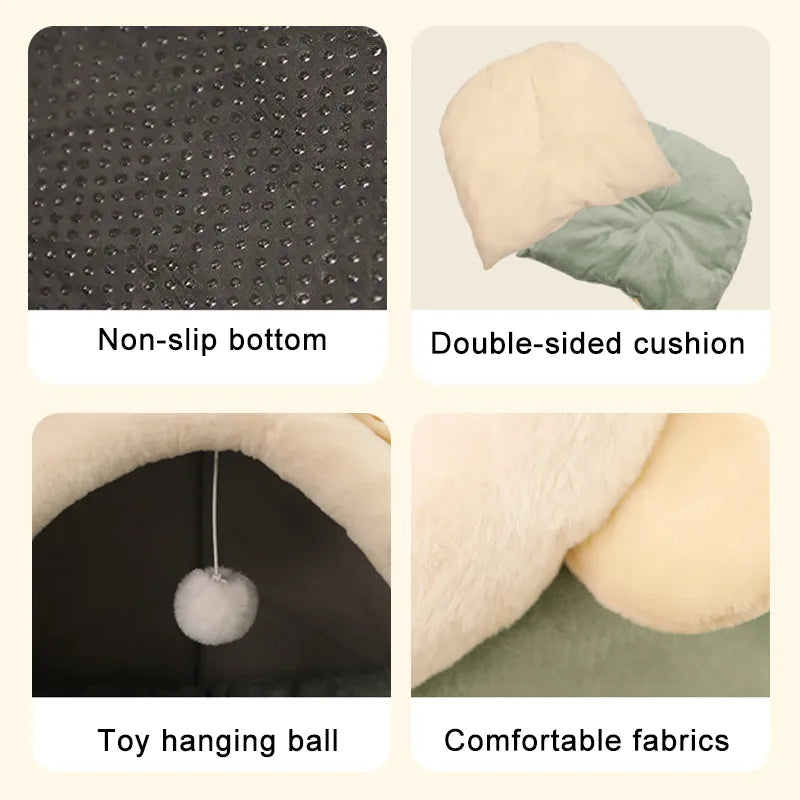 Cama de gato sono profunda Cesta de estimação quente Cozy Cat House Almofada d