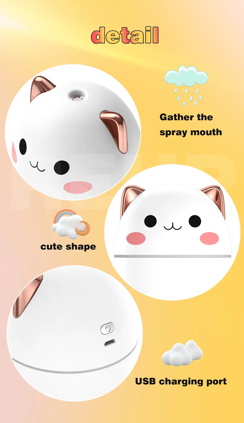 Umidificador de ar fofo gatinho e urso, Umidificadores Aromaterapia, Difusores,