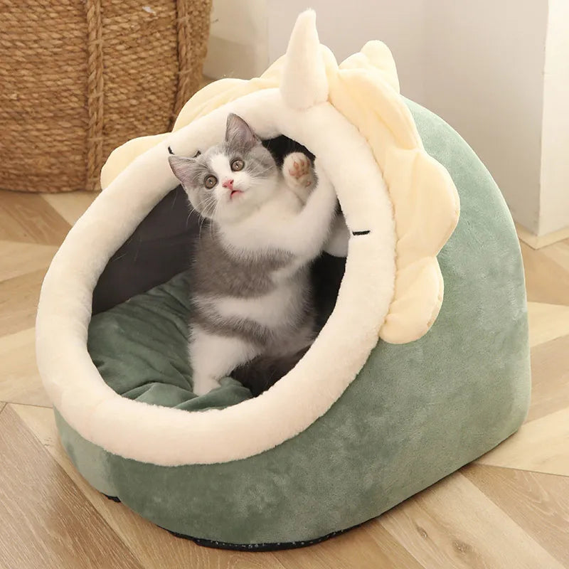 Cama de gato sono profunda Cesta de estimação quente Cozy Cat House Almofada d