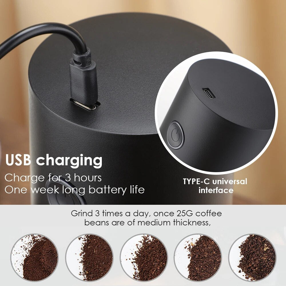 Usb recarregável elétrico de café elétrico automático mini grãos de café