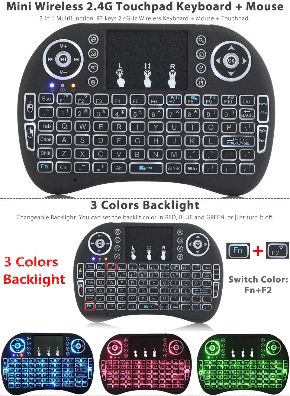 Mini teclado USB com Touchpad