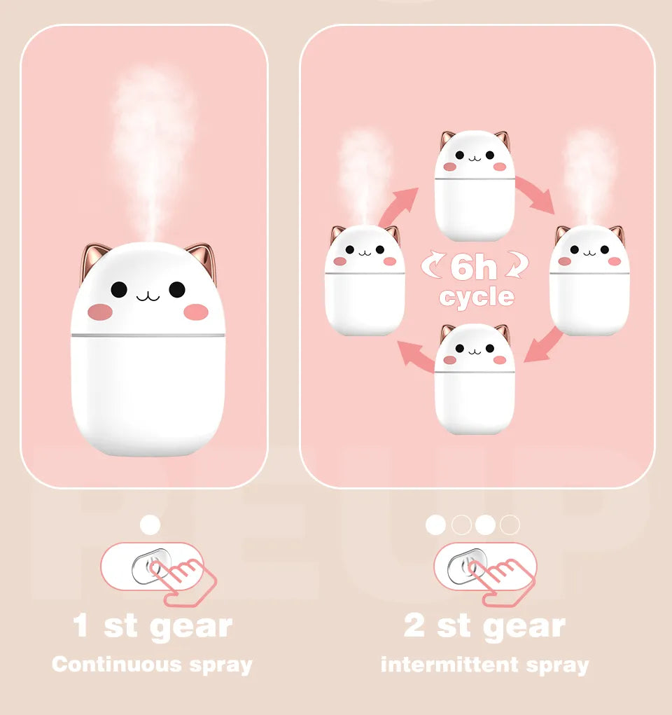 Umidificador de ar fofo gatinho e urso, Umidificadores Aromaterapia, Difusores,